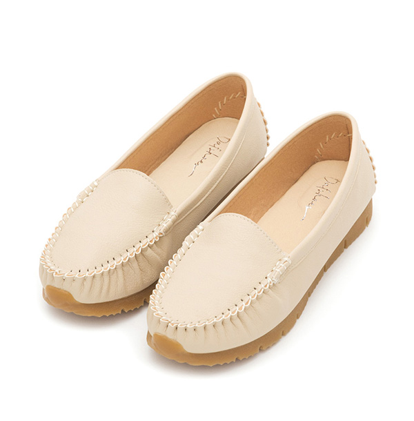 MIT Plain Platform Moccasins Cream