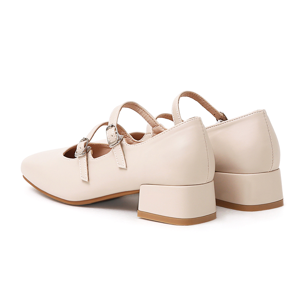 珍妮旋風．4D氣墊雙帶低跟瑪莉珍鞋 香草米