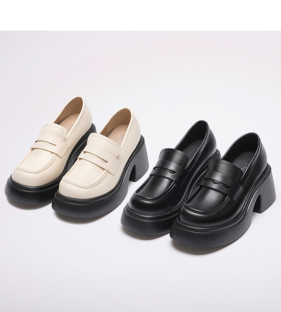 Classic Lightweight Thick Sole Loafers Vanilla