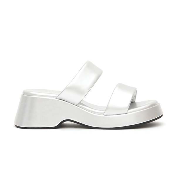 Double-Strap Platform Sandals Silver