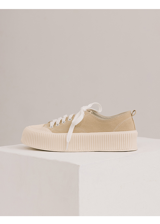 Thick Sole Canvas Sneakers Khaki
