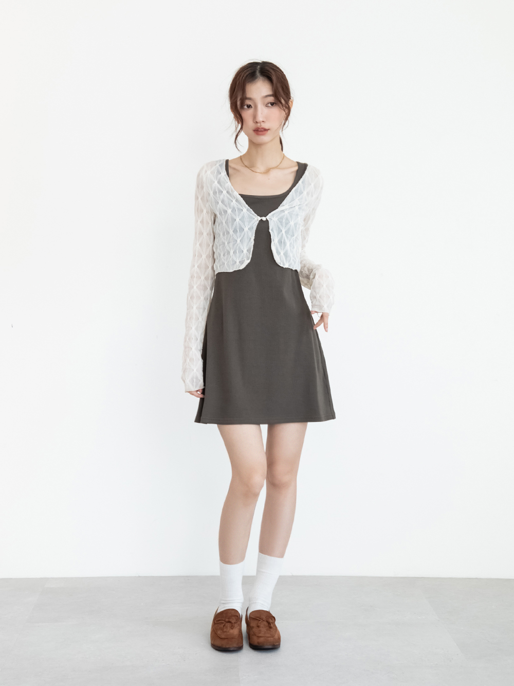 恆久經典4D氣墊蝴蝶結樂福鞋 棕色