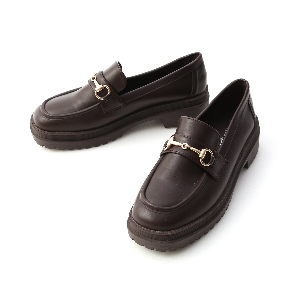 Thick Sole Horsebit Loafers Dark Brown