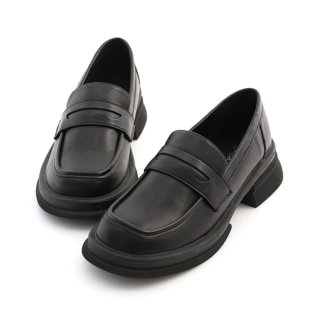 Extra Thick Sole Classic Penny Loafers Black