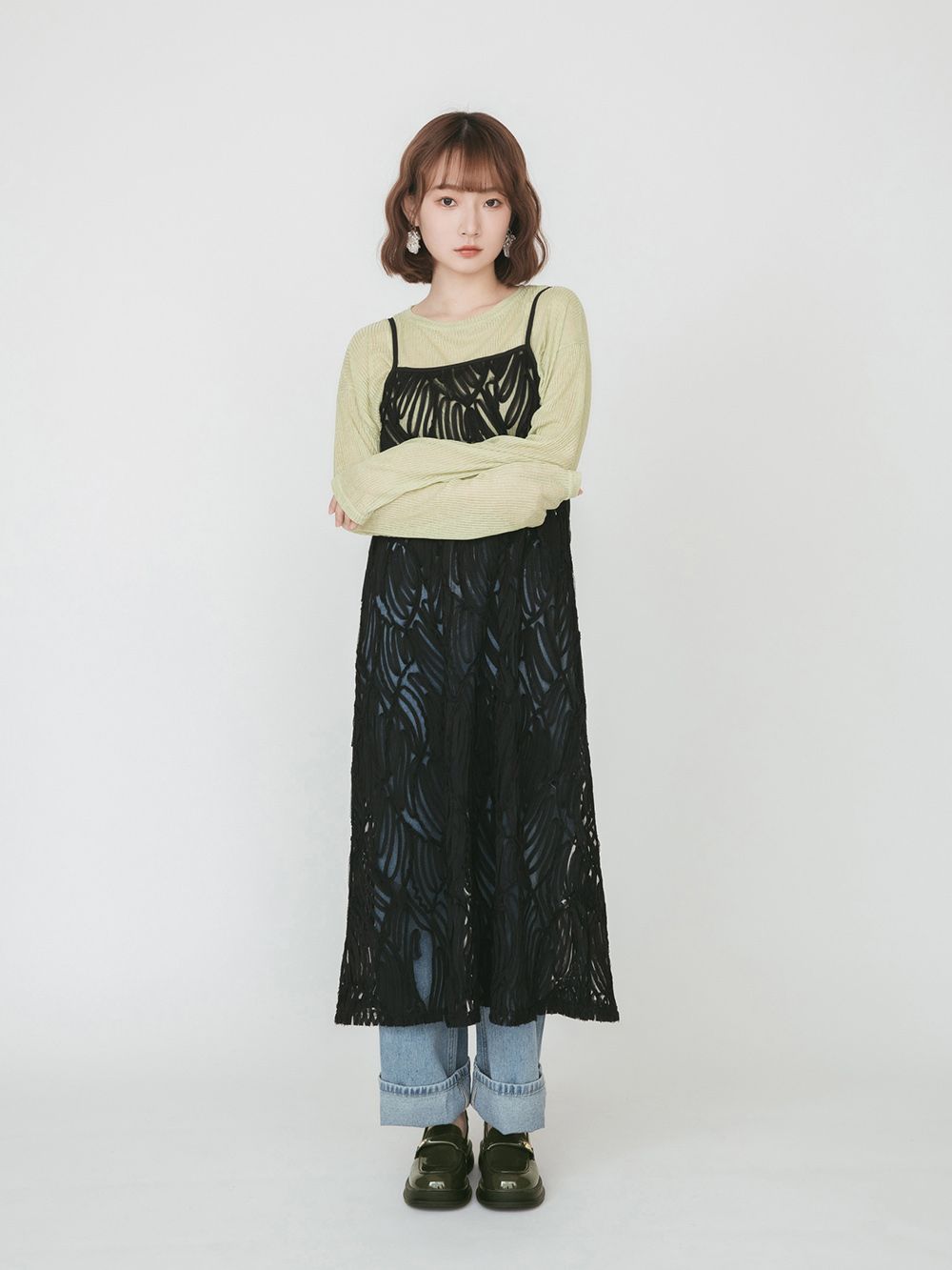 低調貴族．小錢幣扭結方頭樂福鞋 復古綠