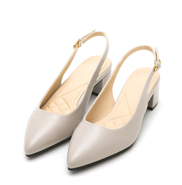 4D Cushion Pointed-Toe Slingback Shoes Grey