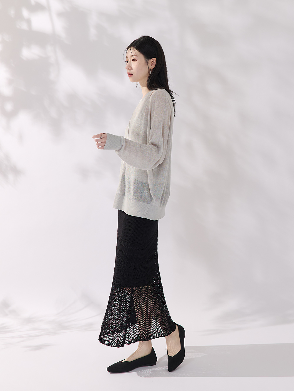 【3D零感雲織鞋】小V口尖頭通勤包鞋 午夜黑