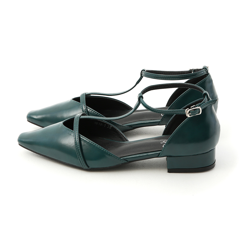 巴黎女伶.尖头v口t字玛莉珍鞋