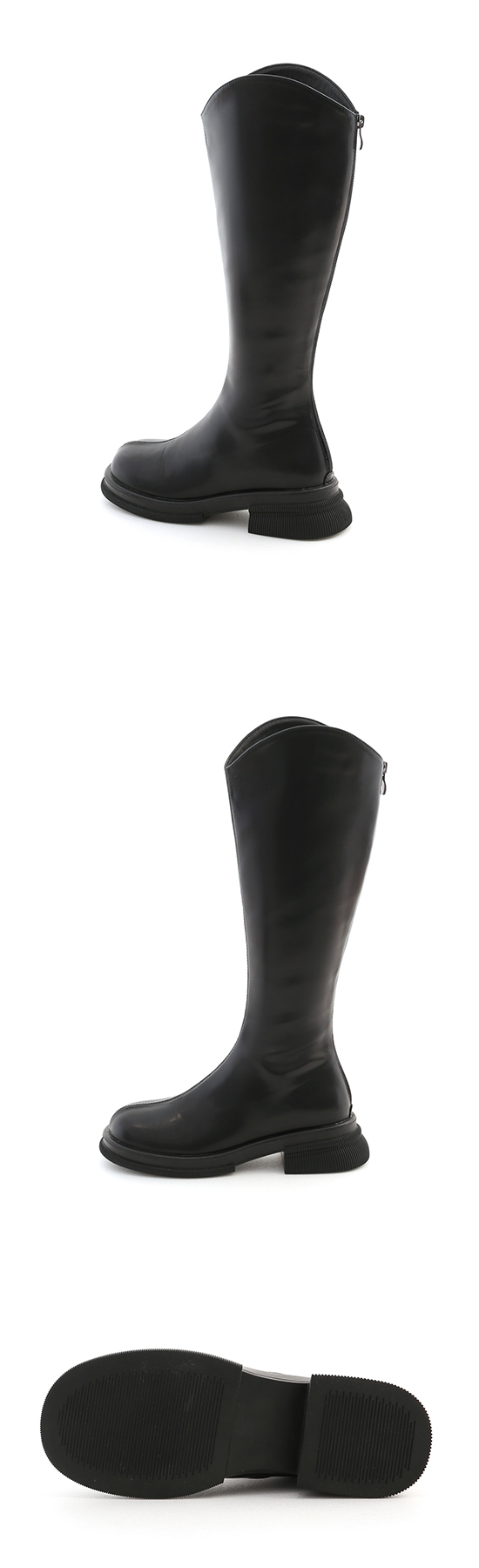V-cut Under-The-Knee Boots Black