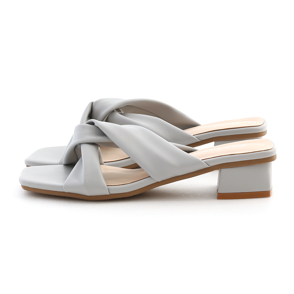 Knotted Square Toe Low Heel Sandals Glacier Blue