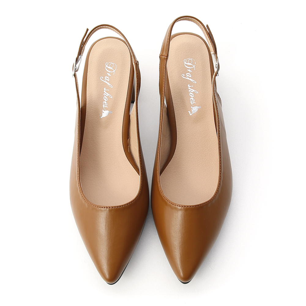 Pointed Toe Slingback Pumps Brown