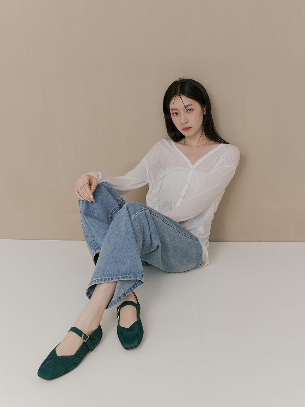 【3D零感雲織鞋】方頭瑪莉珍鞋 森林綠