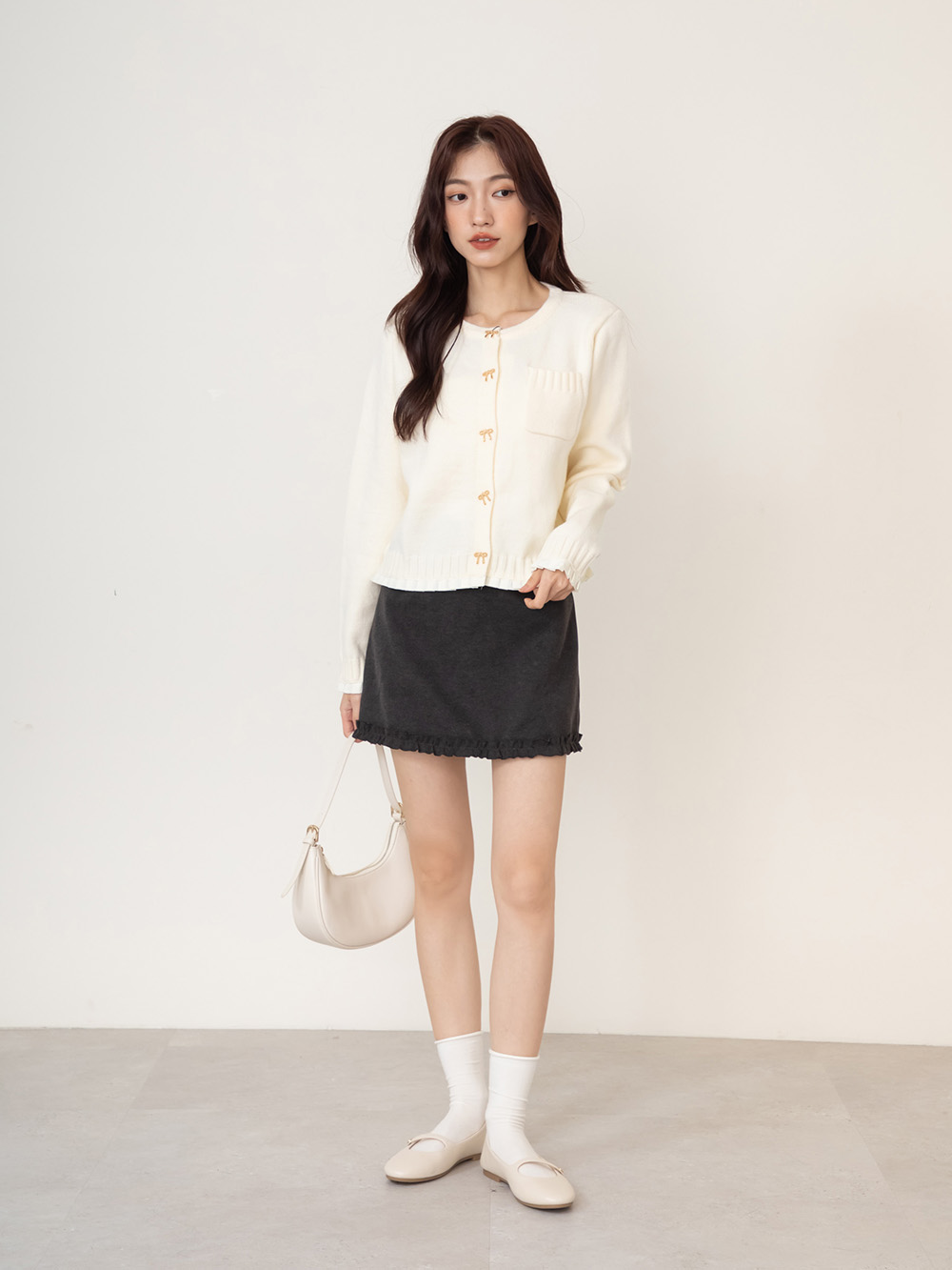 圓頭學院平底瑪莉珍娃娃鞋 米白色