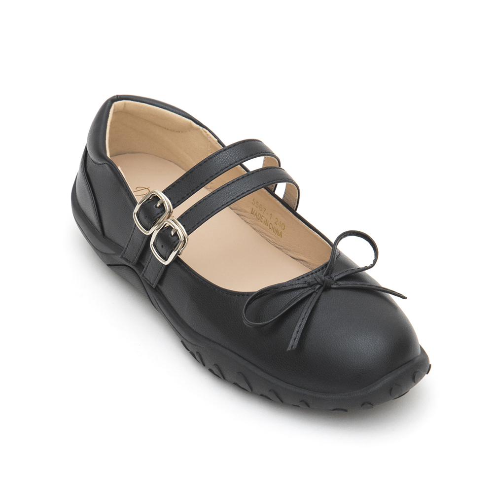 Double-Strap Athletic Ballet Flats Black