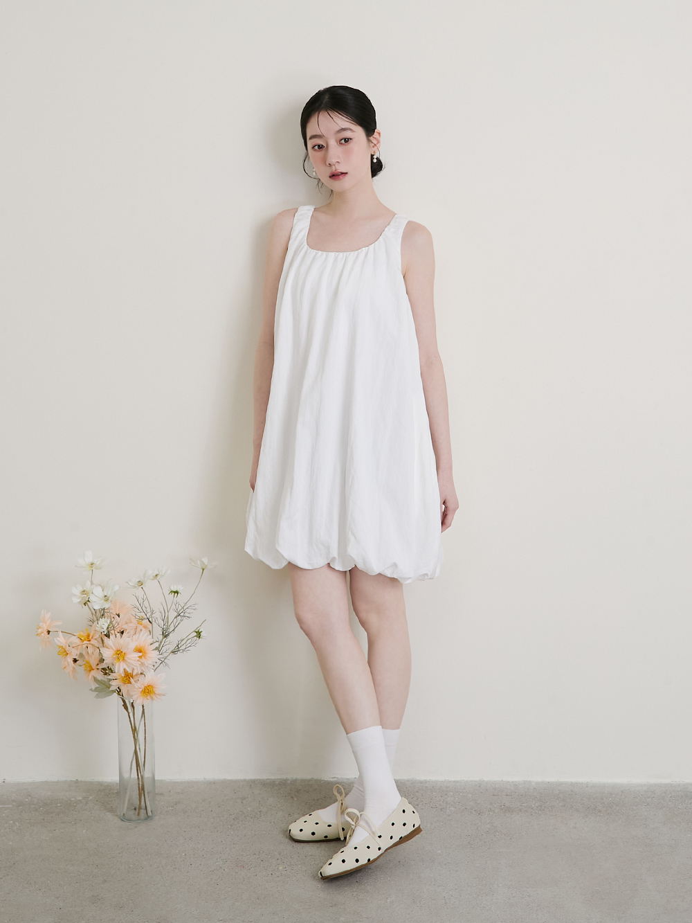 【3D零感雲織鞋】綁帶方頭瑪莉珍鞋 點點白