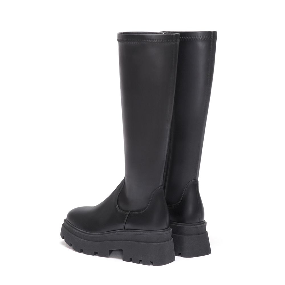 完美進化．增高厚底方糖瘦瘦長靴 時尚黑