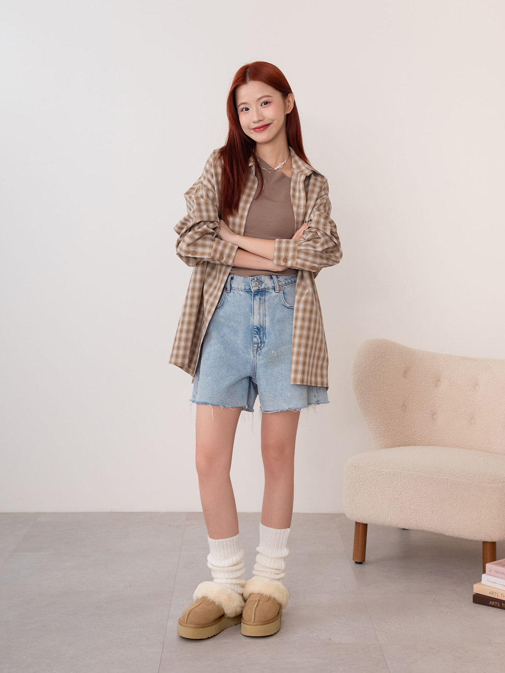 雪地精靈．真皮羊毛厚底雪靴拖鞋 沙色