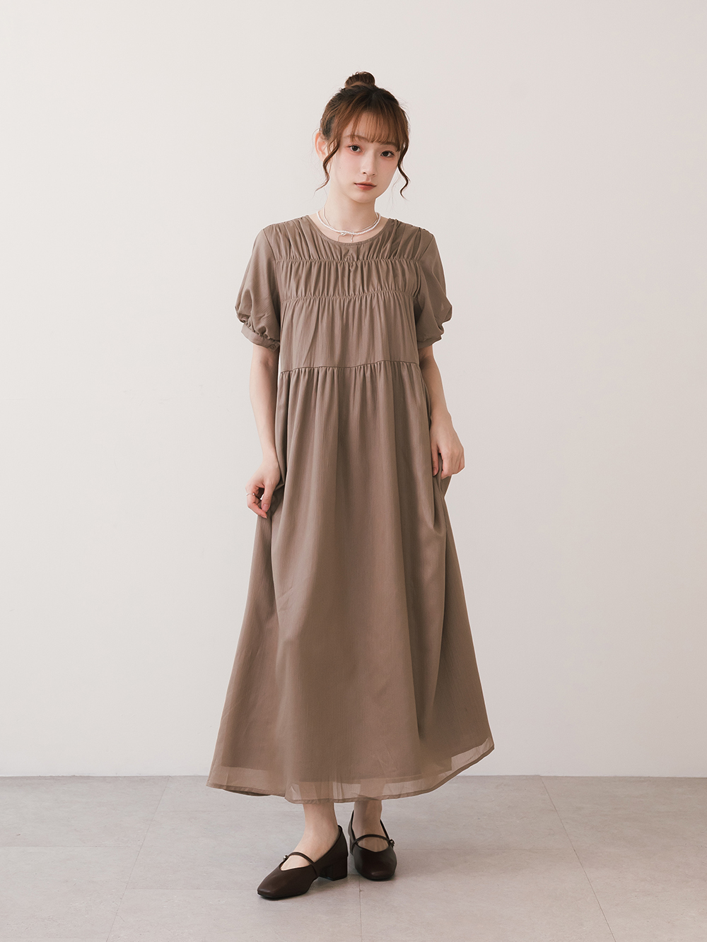 典雅少女V口低跟瑪莉珍鞋 咖