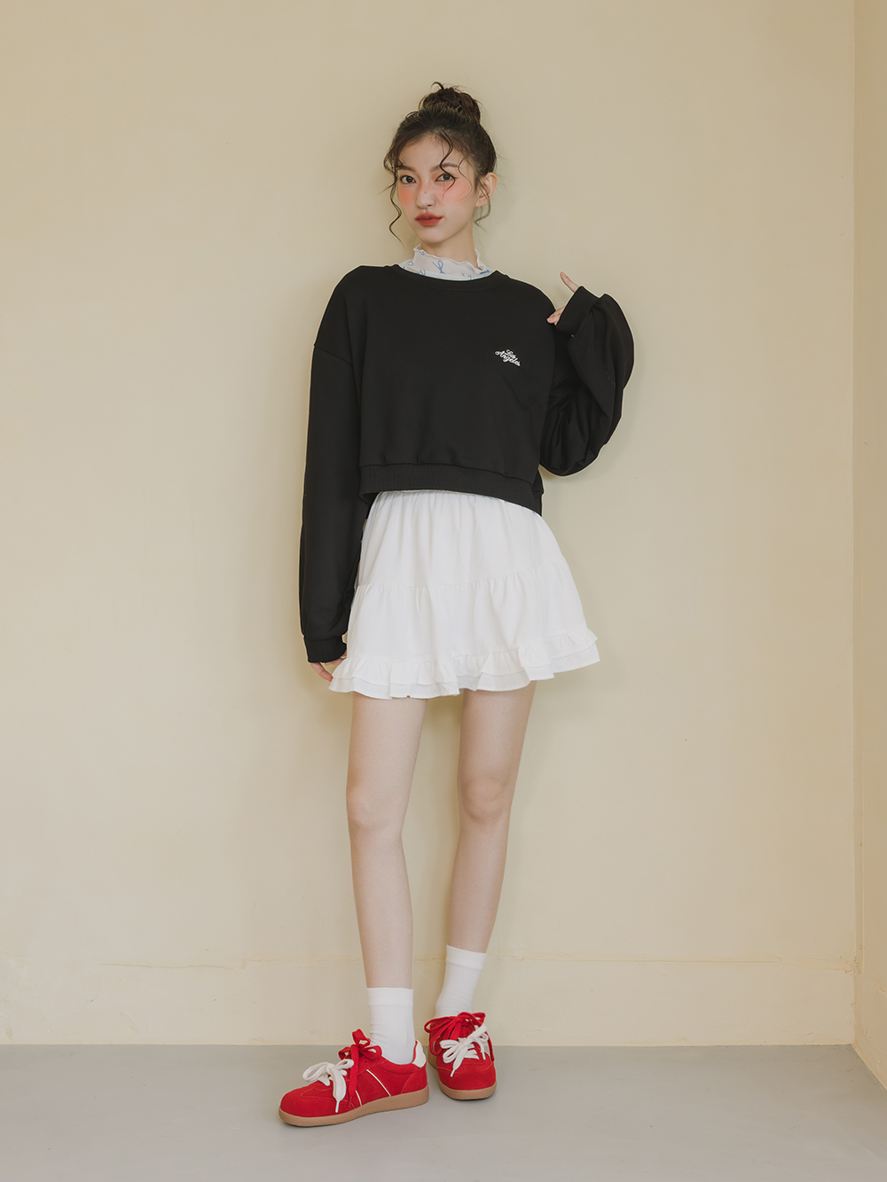 雙色鞋帶真皮復古德訓鞋 紅