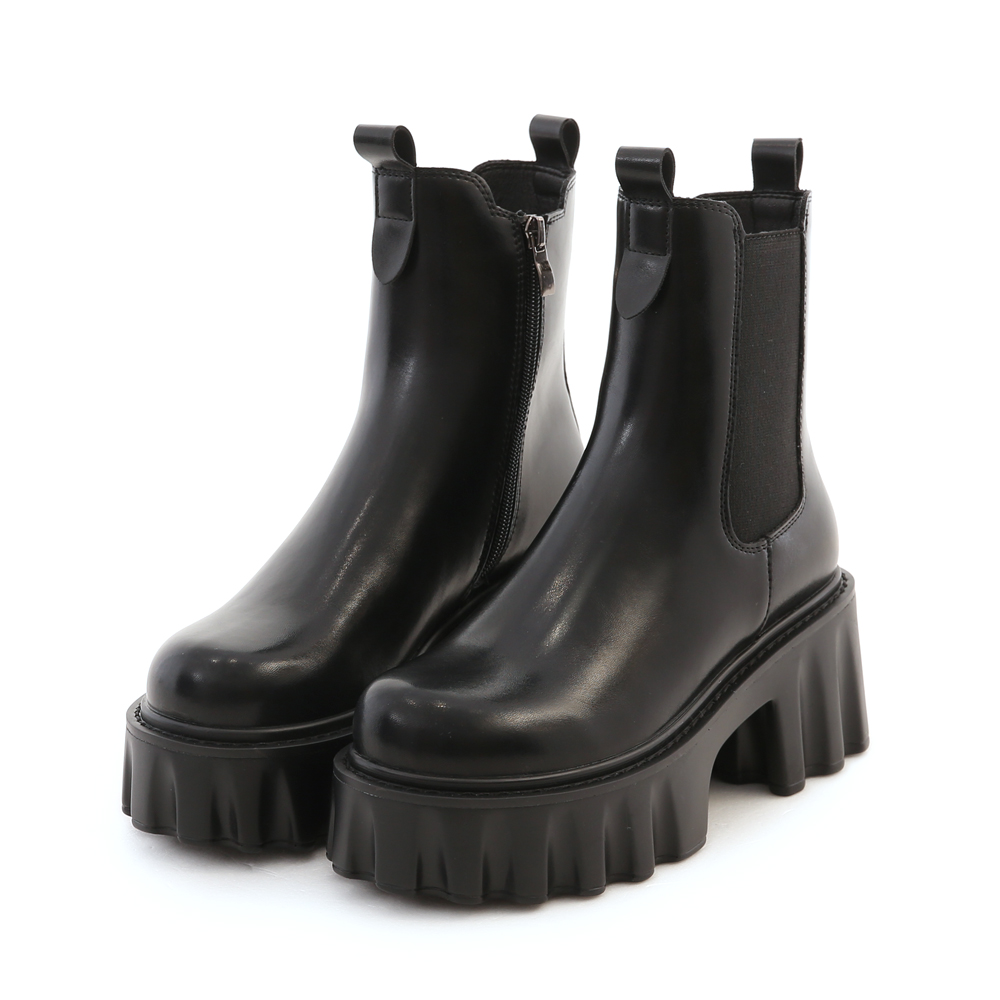 Zig-Zag Chunky Platform Chelsea Boots Black