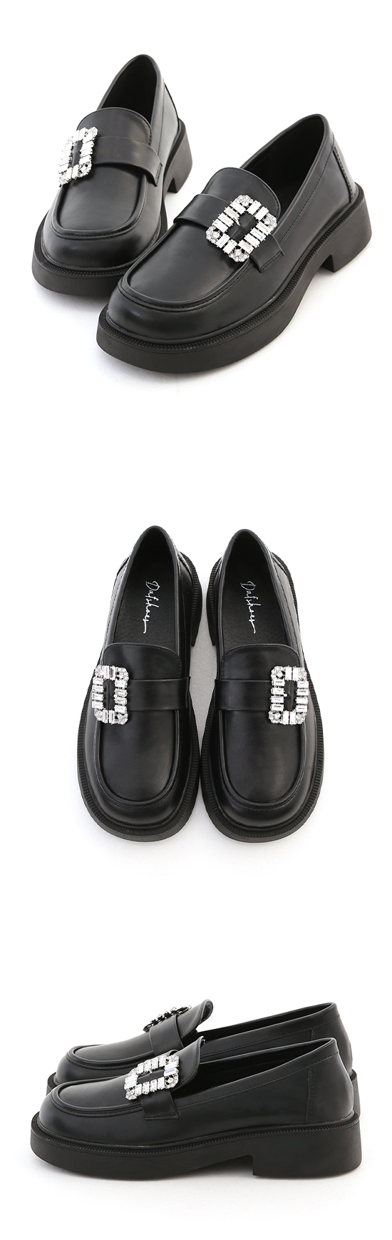 Crystal Embellished Chunky-Sole Loafers Black