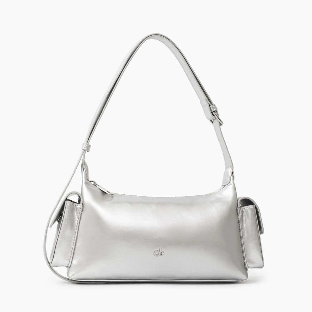 CHIC側口袋斜背包 銀