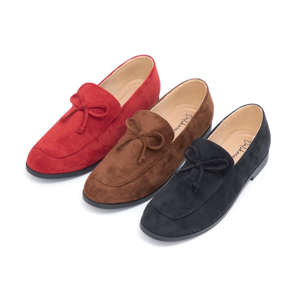 恆久經典4D氣墊蝴蝶結樂福鞋 紅色