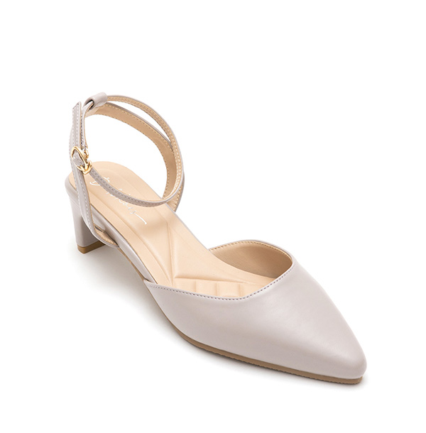 Elegant Pointed-Toe Flat Mary Jane Shoes Grey