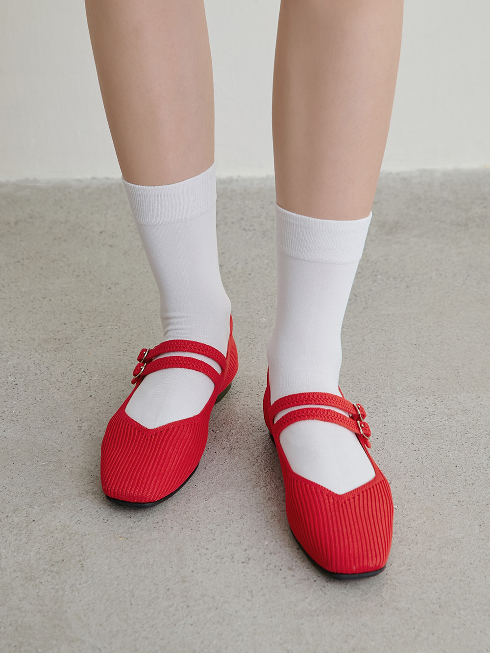 【3D零感雲織鞋】雙帶方頭瑪莉珍鞋 熱戀紅