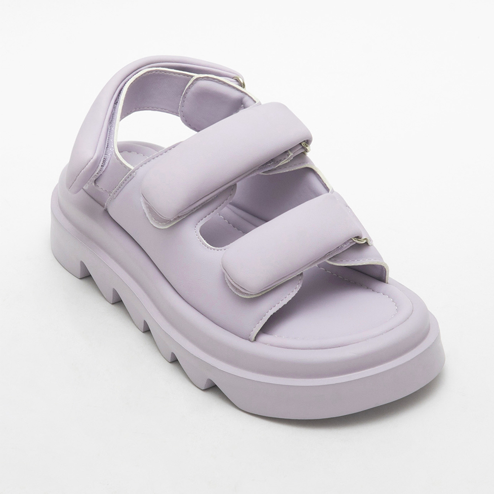 Wide Band Velcro Sponge Soft Sandals 淺紫