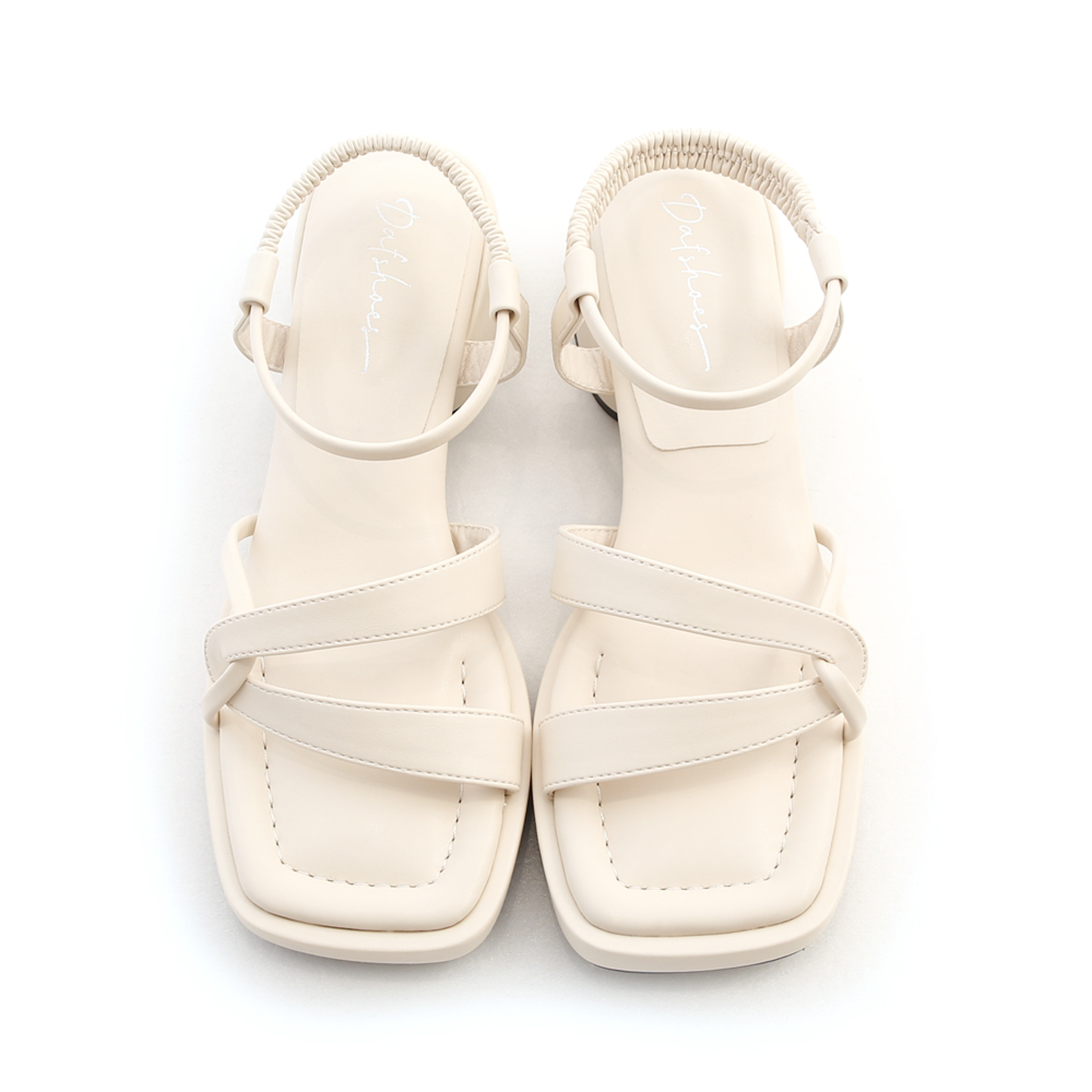 Puffy Cushioned Knot Mid Heel Sandals French Vanilla White