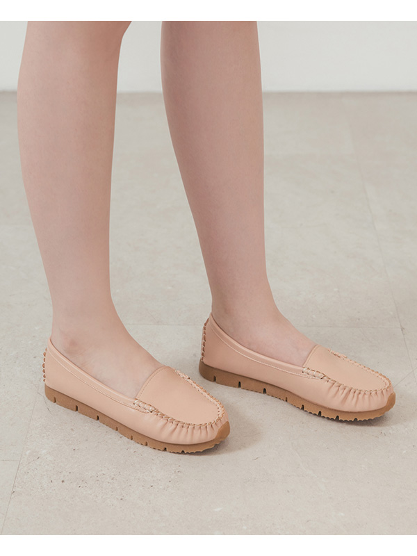 MIT Plain Platform Moccasins Pink