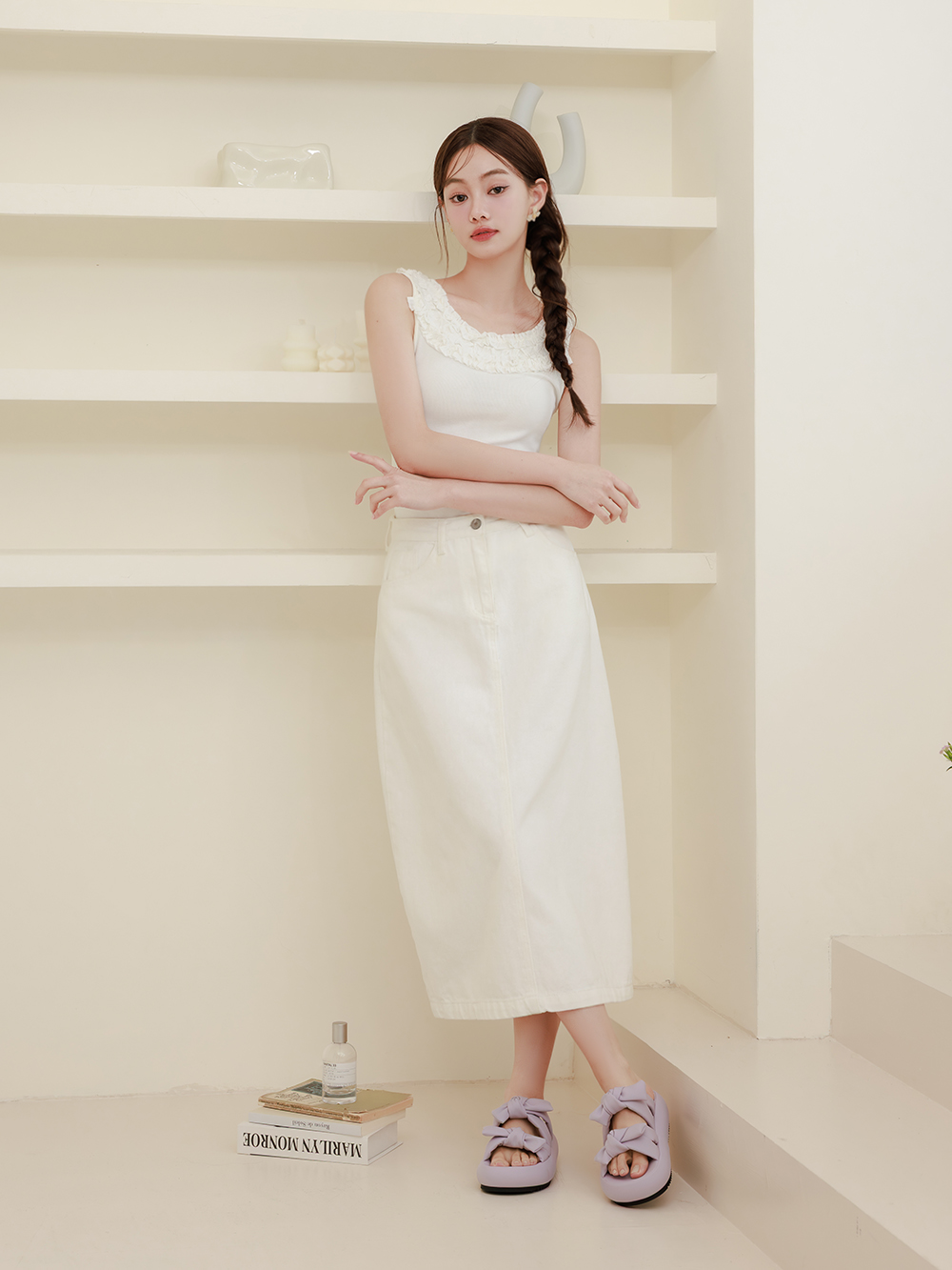 可愛雙蝴蝶結胖胖底氣墊拖鞋 紫