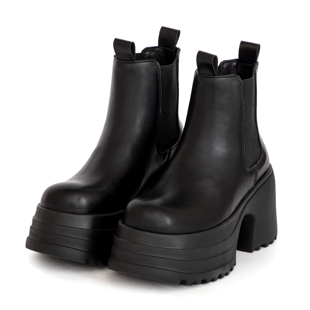 愛豆指定厚底切爾西短靴 黑色