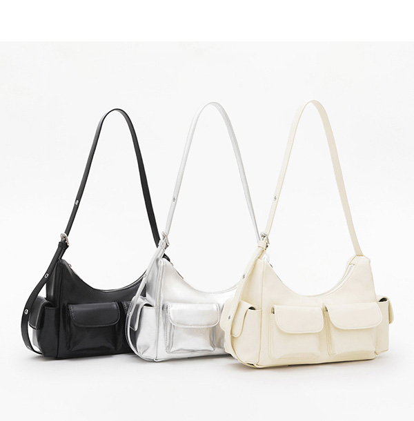 Double Pocket Sling Bag Silver