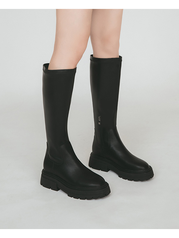 Plain Fitting Slimming Tall Boots Black