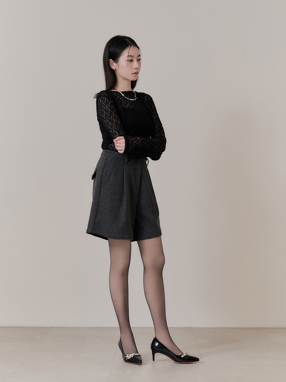 4D光腿神器黑透膚雙層絲襪 無絨黑