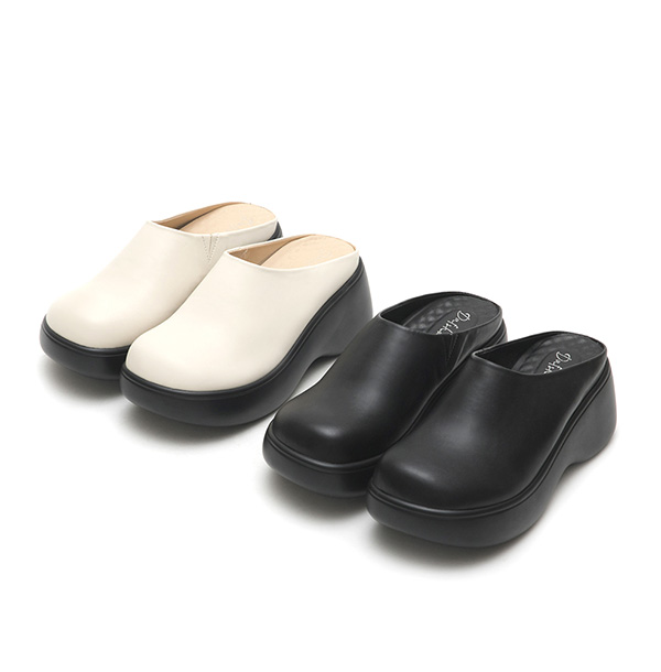 Plain Lightweight Thick Sole Mules Black