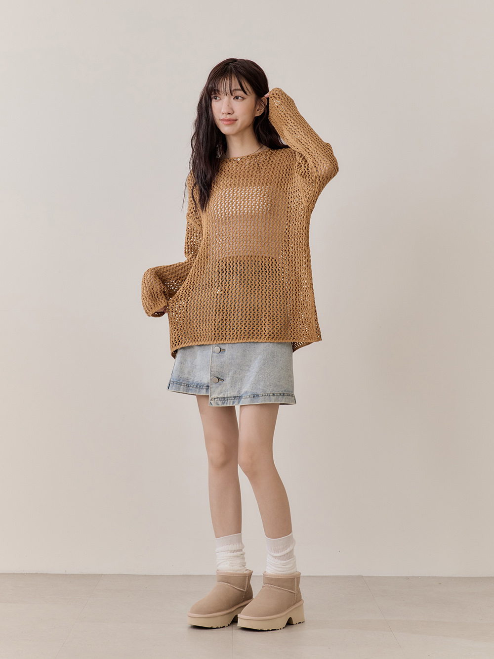 保暖神器厚底升級版真皮雪靴 沙色