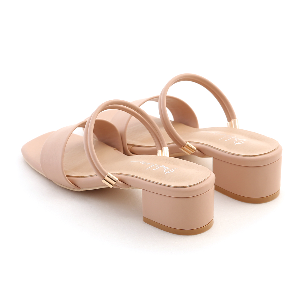 Two-ways Single Strap Low Heel Sandals Nude pink