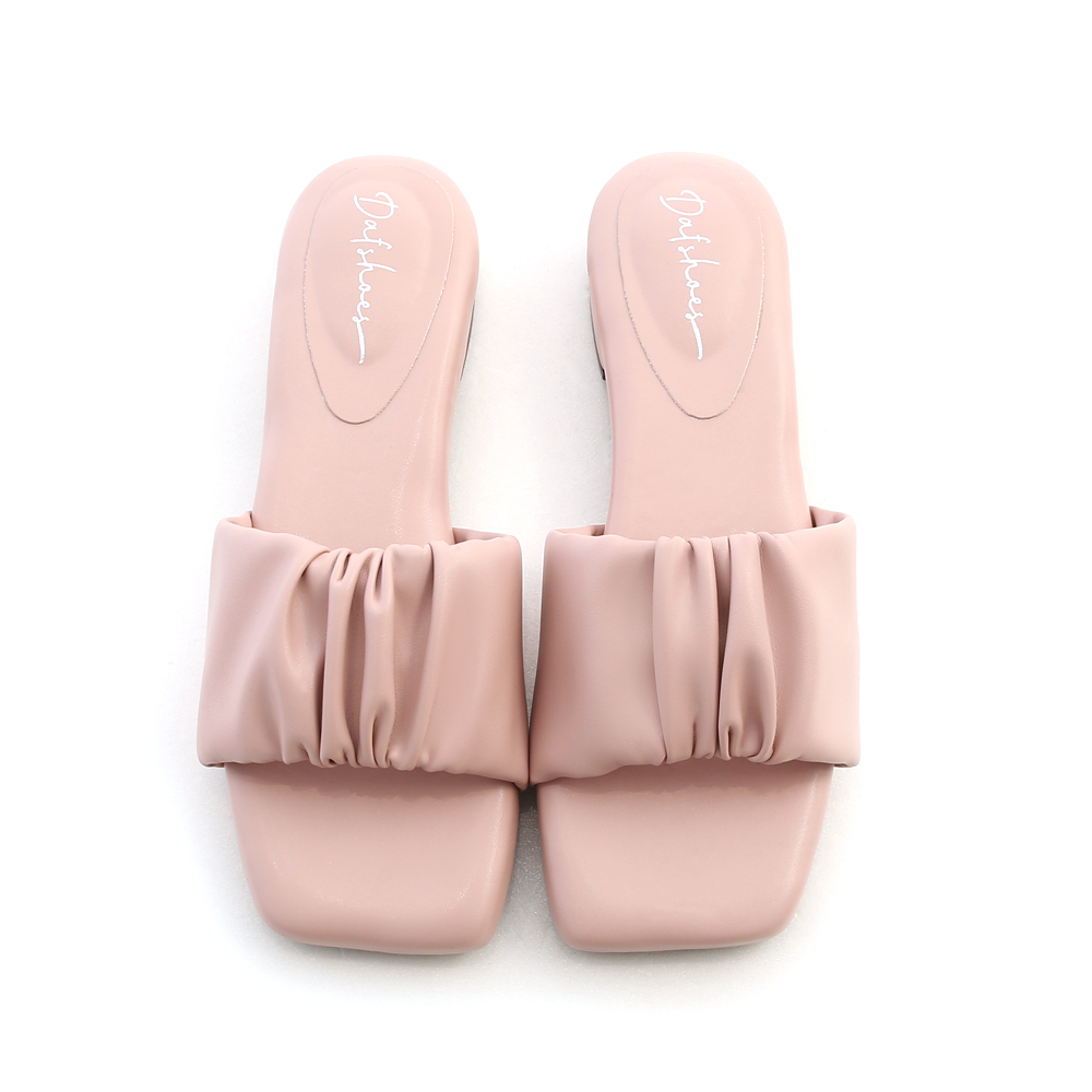 Ruched Puffy Cushioned Sandals Pink