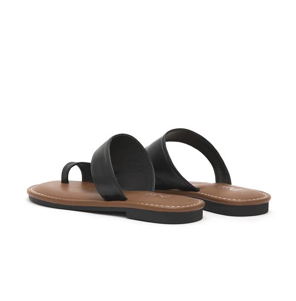 Streamlined Toe Ring Soft Slippers Black