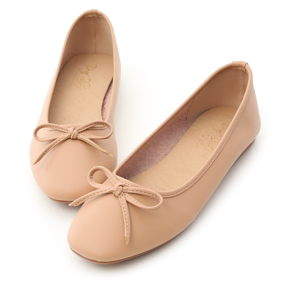 轻盈舒适.小蝴蝶结方头芭蕾娃娃鞋