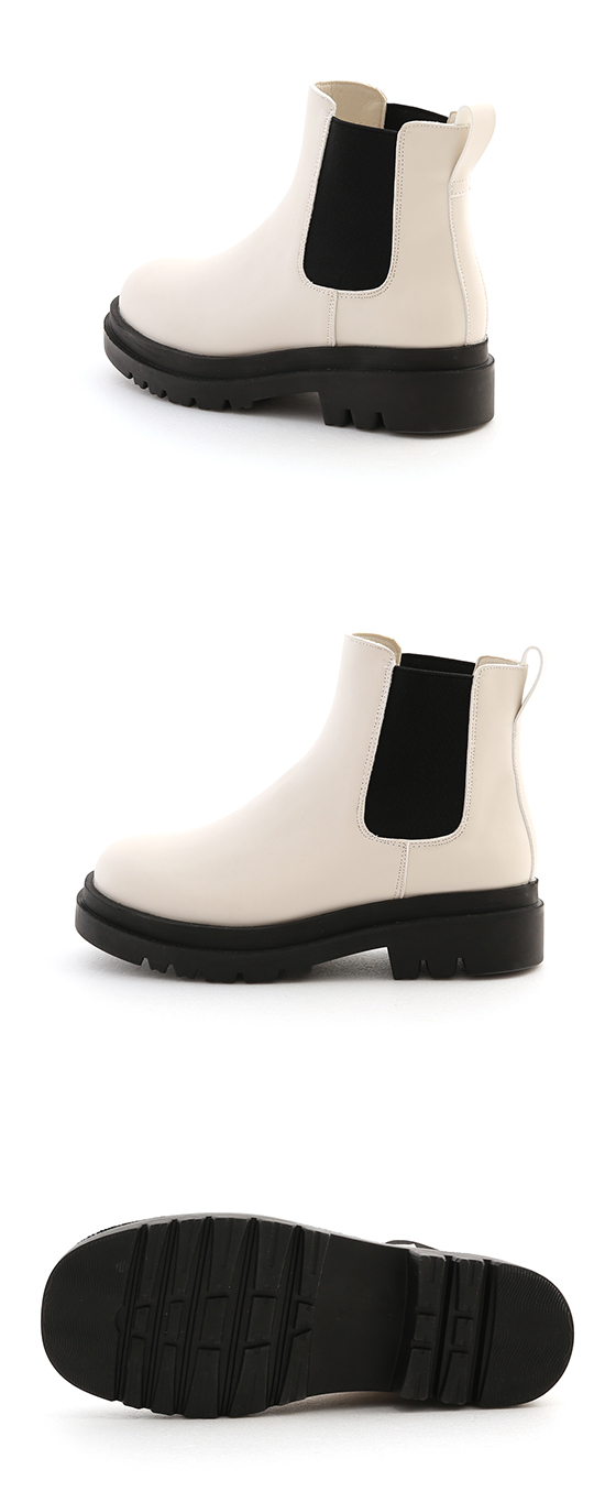 Platform Sole Chelsea Ankle Boots Cream