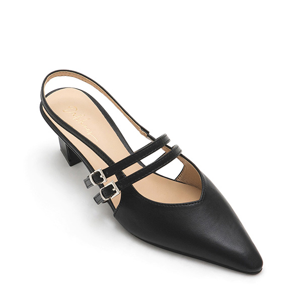 純欲風尖頭雙帶後空跟鞋 黑