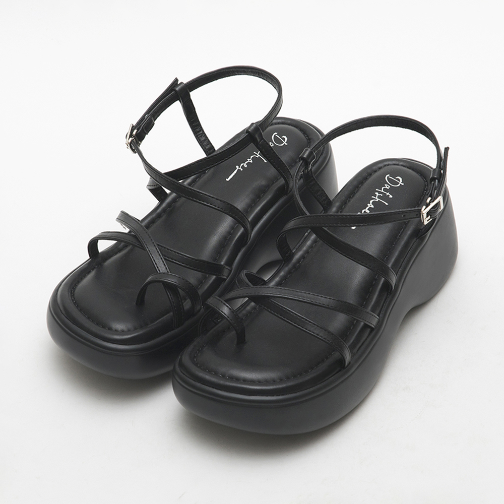 Strappy Lightweight Platform Sandals Black