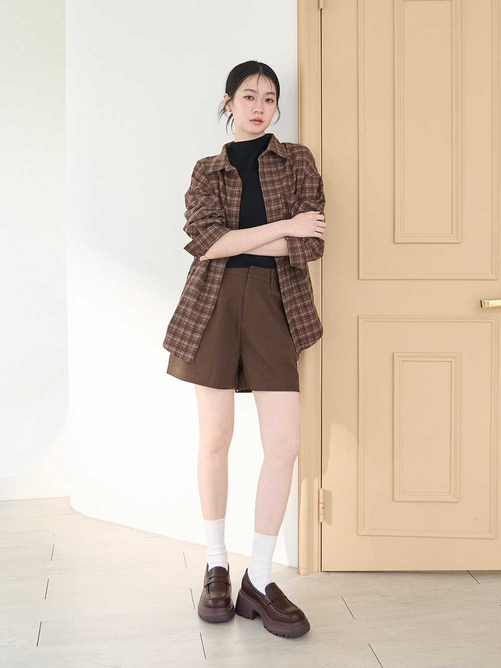 學霸女神增高加厚底樂福鞋 咖啡