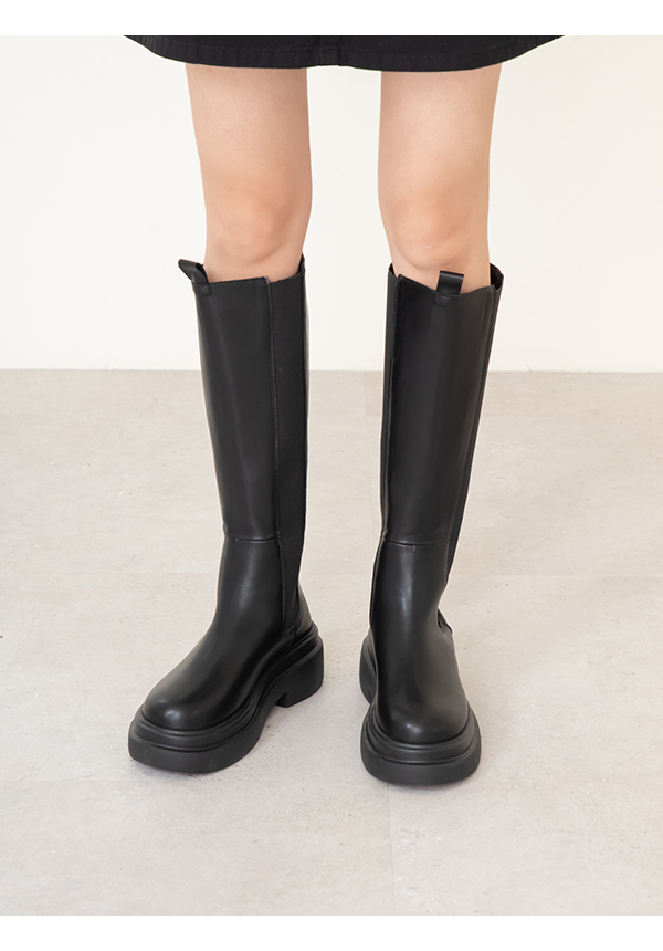 時尚型女輕量底切爾西長靴 黑色