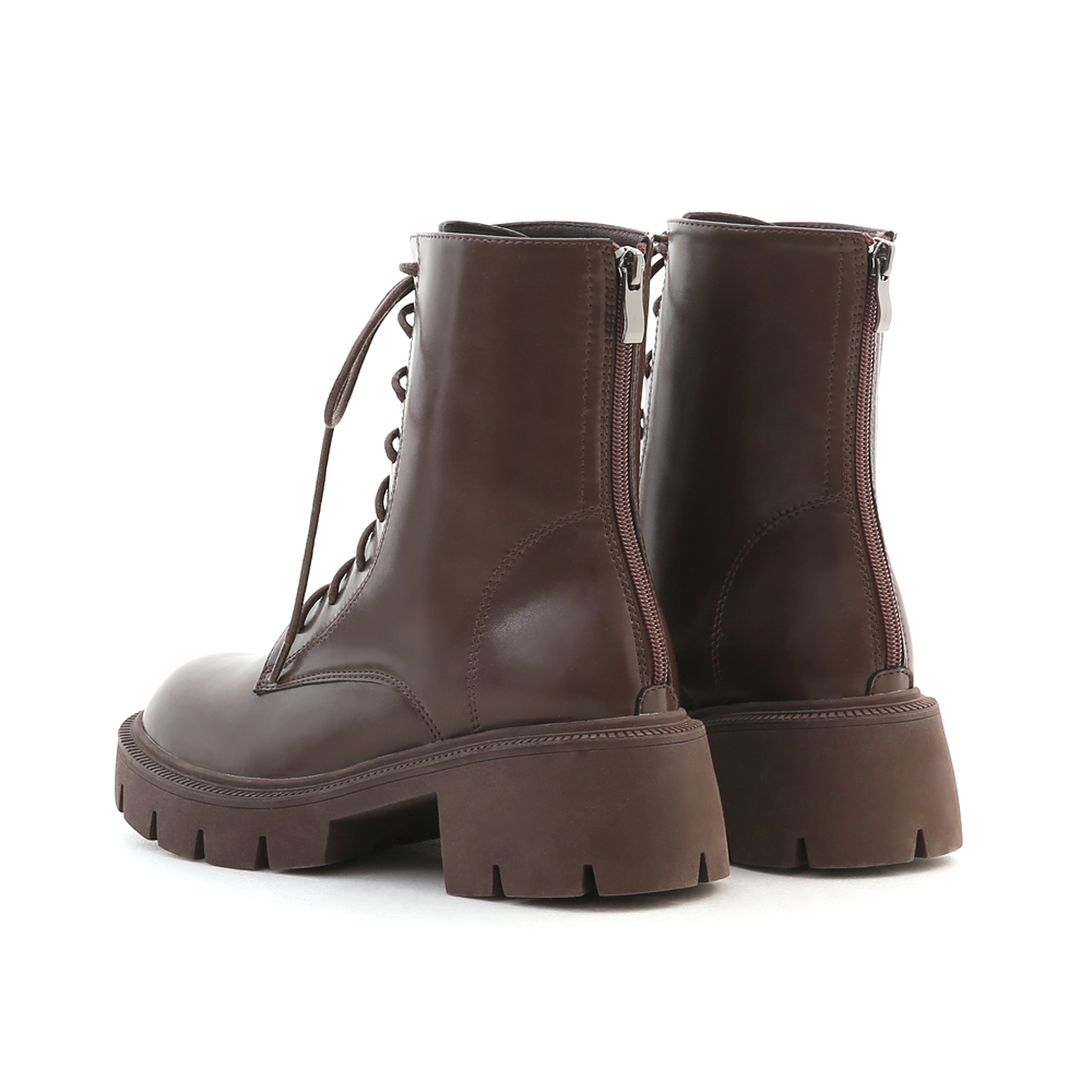 Zigzag Thick Sole Lace-up Martin Boots Dark Brown