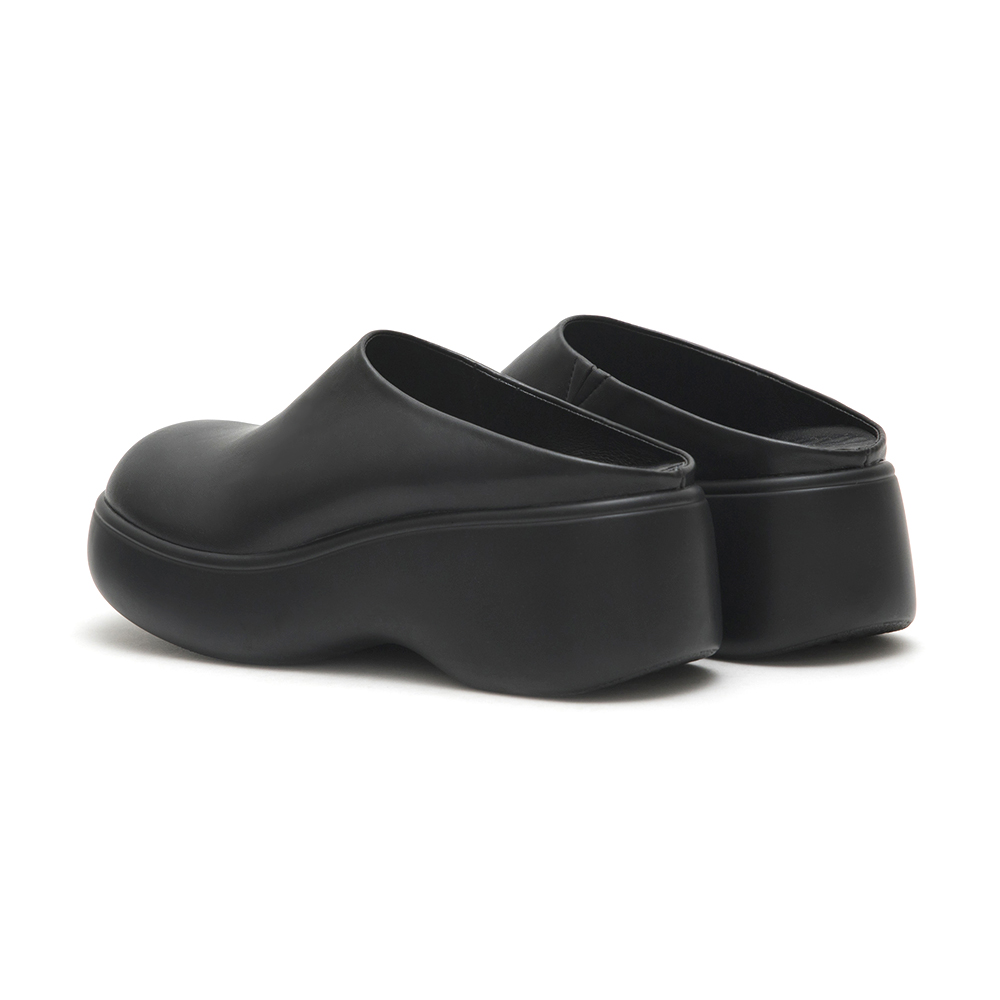 Plain Lightweight Thick Sole Mules Black